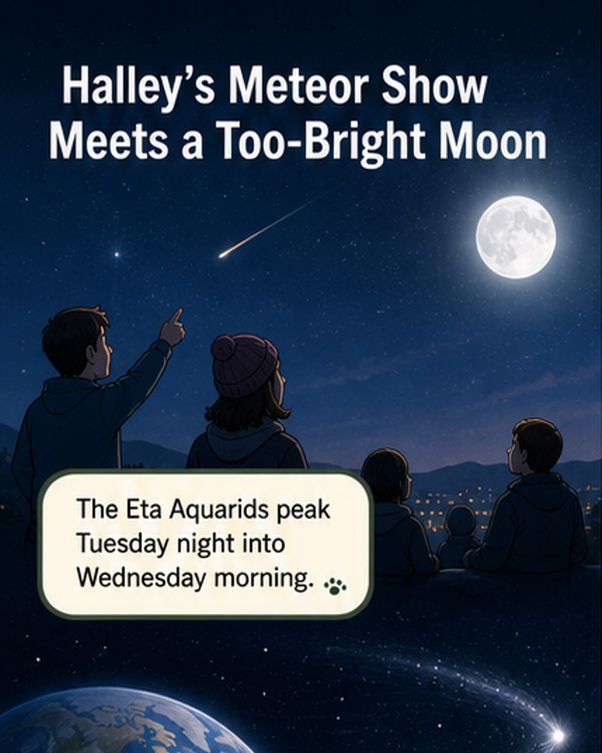 Moonlight may dim Halley’s comet meteor show