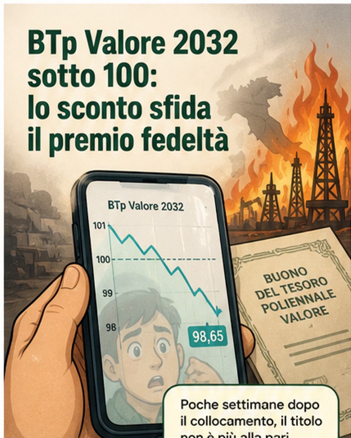 BTp Valore 2032, rendimento sale a 3,45%