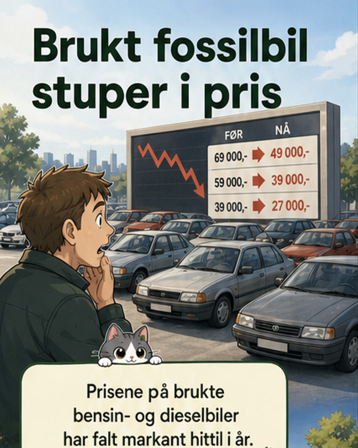 Prisene på brukt fossilbil faller kraftig