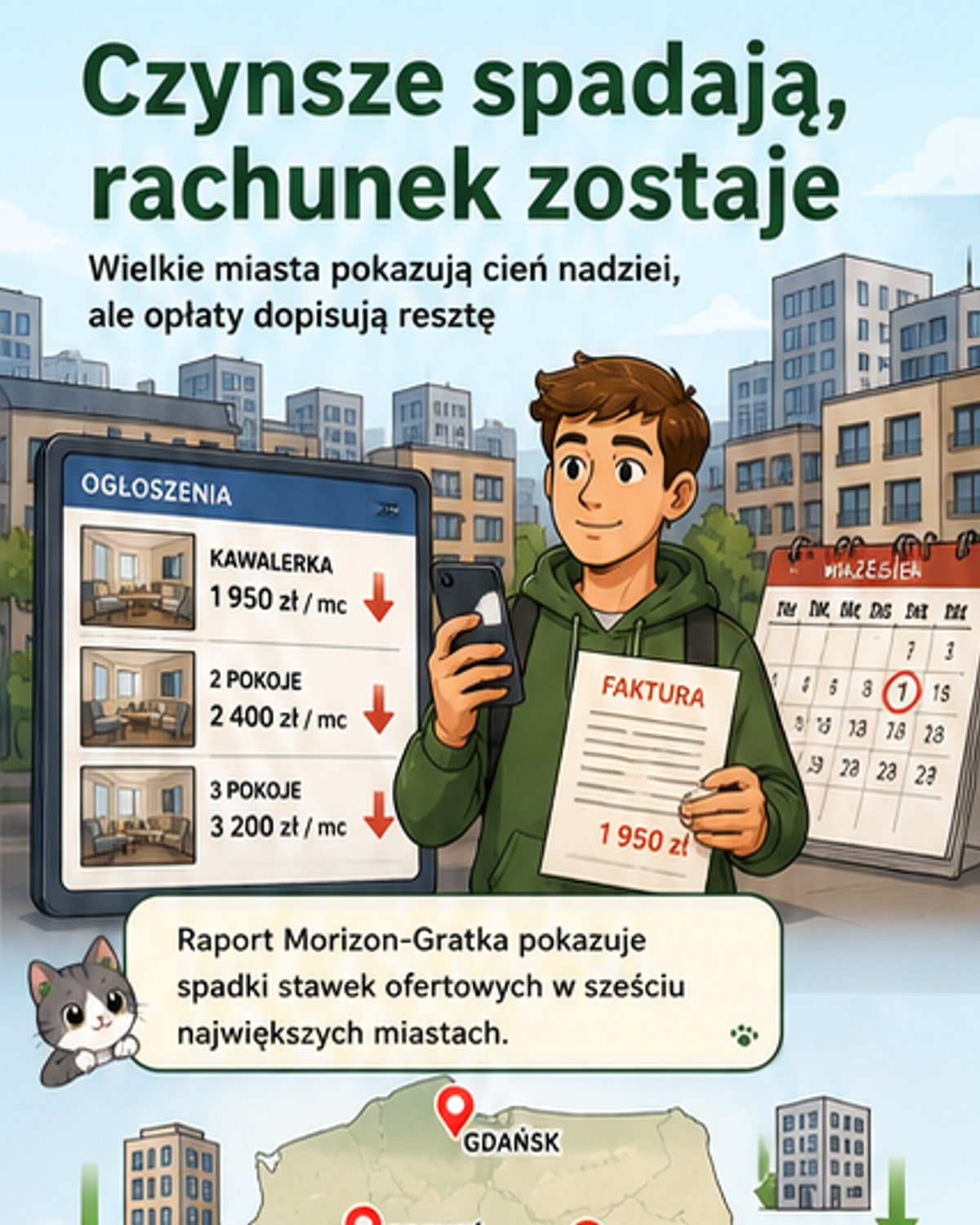 Czynsze spadają, ale nie dla najemców