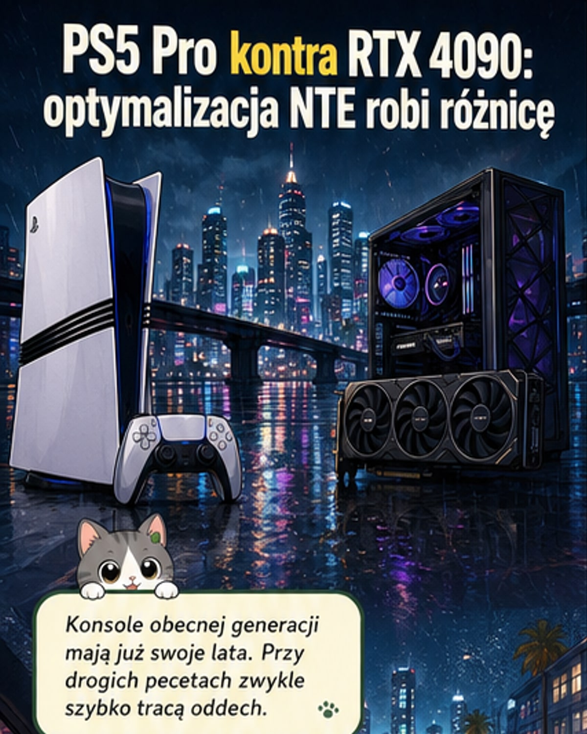 Porównanie grafiki gry NTE na PS5 Pro i PC z kartą RTX 4090 — obraz z konsoli jest zaskakująco zbliżony do komputera topowej klasy.