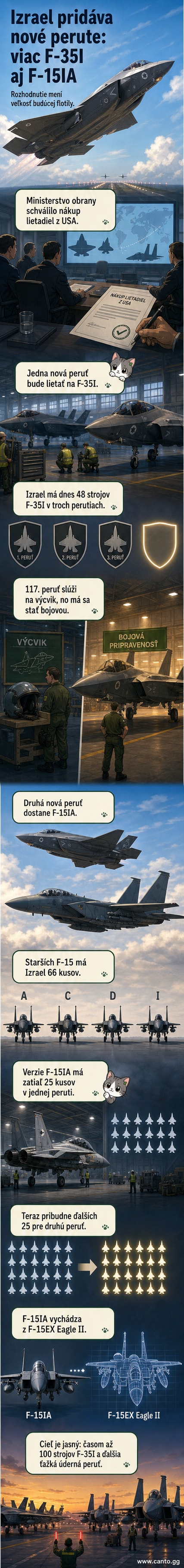 Ilustrácia izraelských stíhačiek F-35I a F-15IA na vzletovom pruhu, pripravených k odletu.