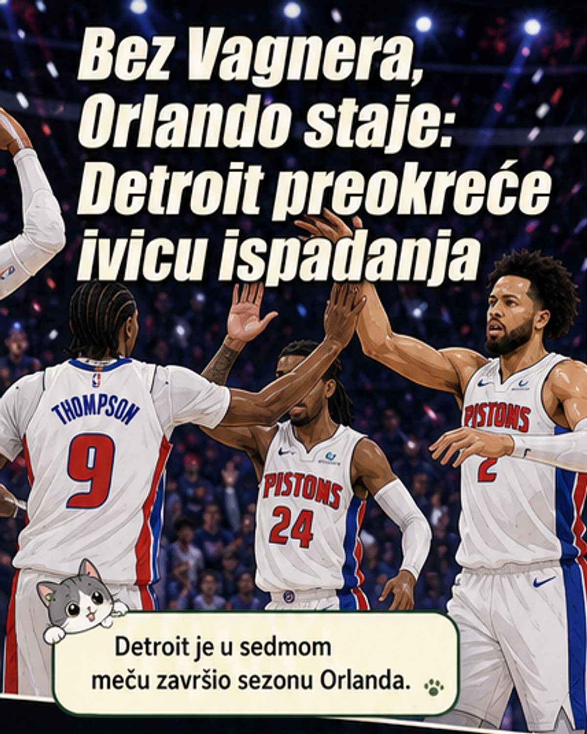 Košarkaši Detroit Pistonsa slavi pobedu nad Orlando Magic nakon sedmog meča plej-of serije.